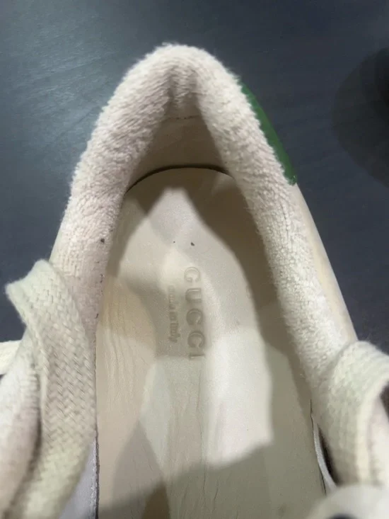 Gucci Beige, Green & Gold GG Canvas Sneakers - Picture 3 of 11